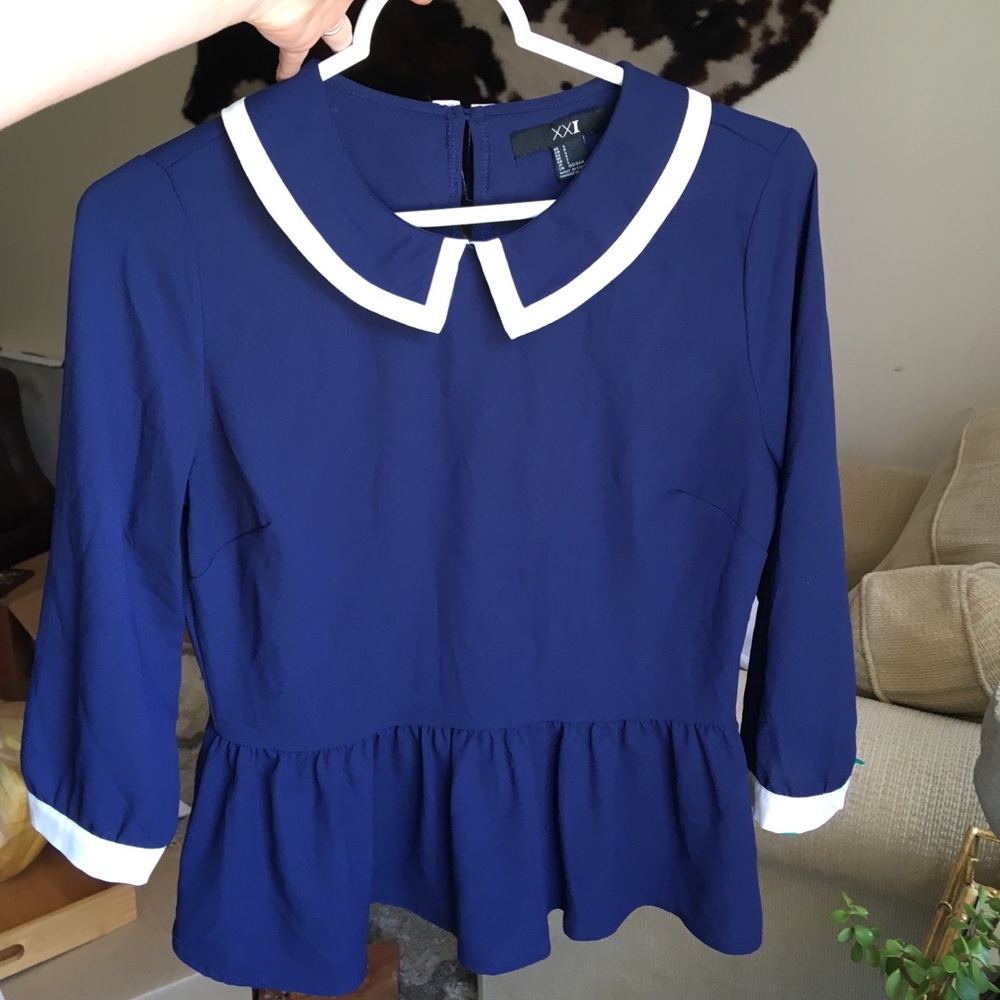 Navy Sailor 3/4 Sleeve Blouse